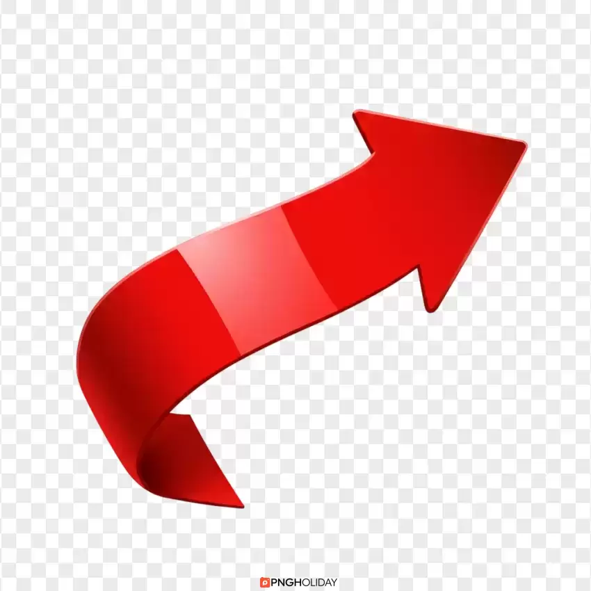 Curved Ribbon Style Red Arrow PNG