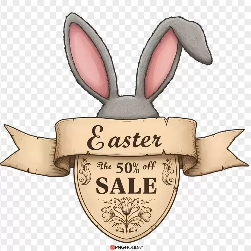 Easter Sale 50% Off Bunny Ear Tag PNG