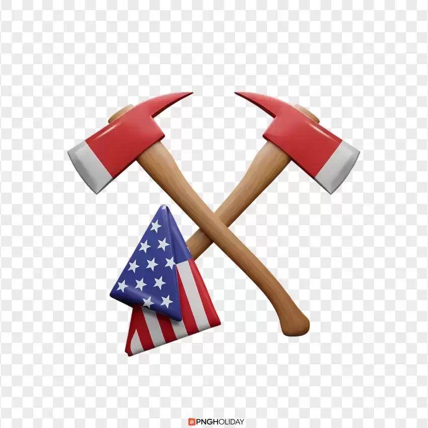 Firefighter Axes with American Flag Design PNG