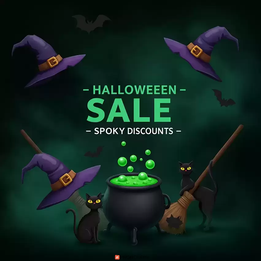 Halloween Sale with Witch Hat Banner Image