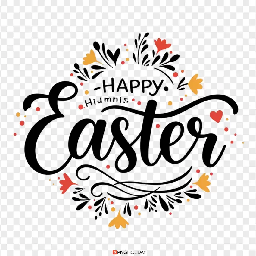 HD Decorative Black Happy Easter Lettering PNG