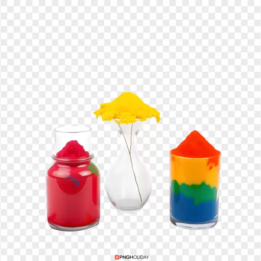 Holi Color Powder with Water Bottles PNG