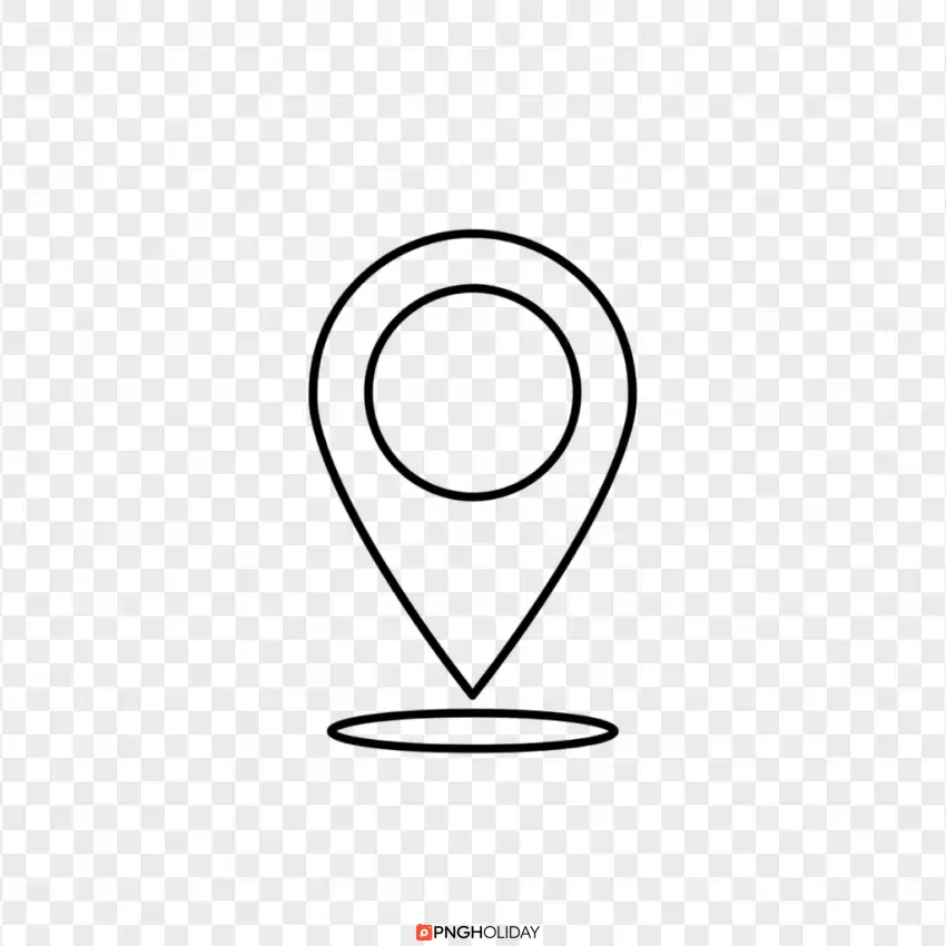 Outline Location Symbol with Oval Shadow PNG