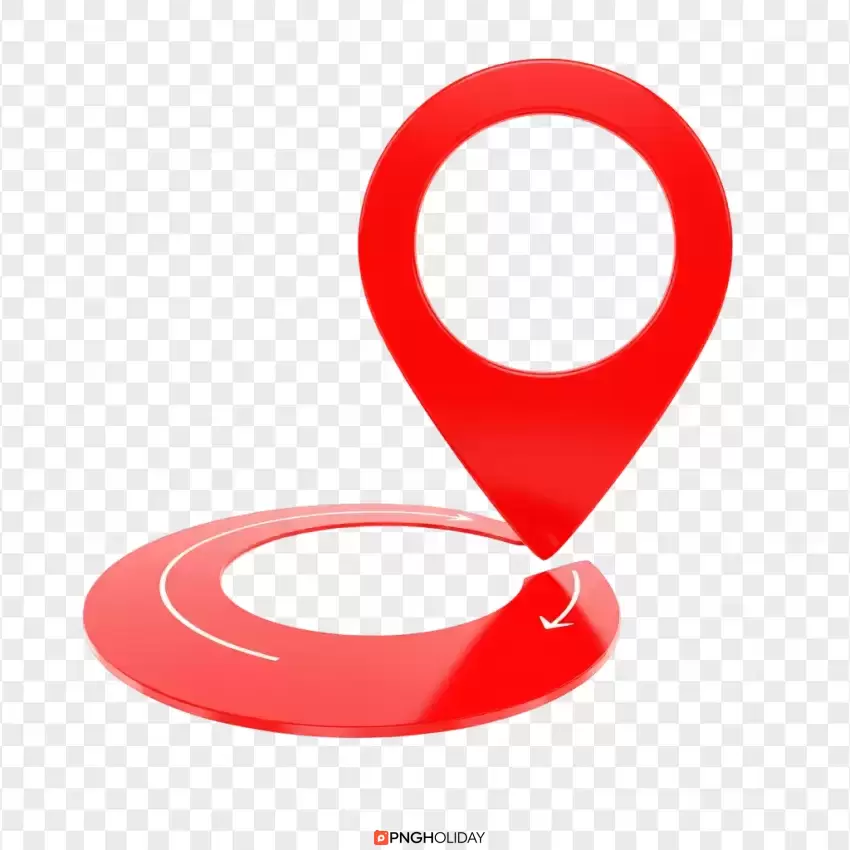 Red Map Pin with Rotating Arrow Vector