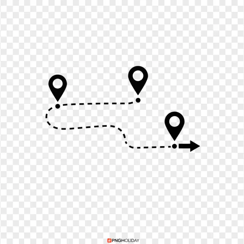 Wavy Dotted Route with GPS Pins PNG